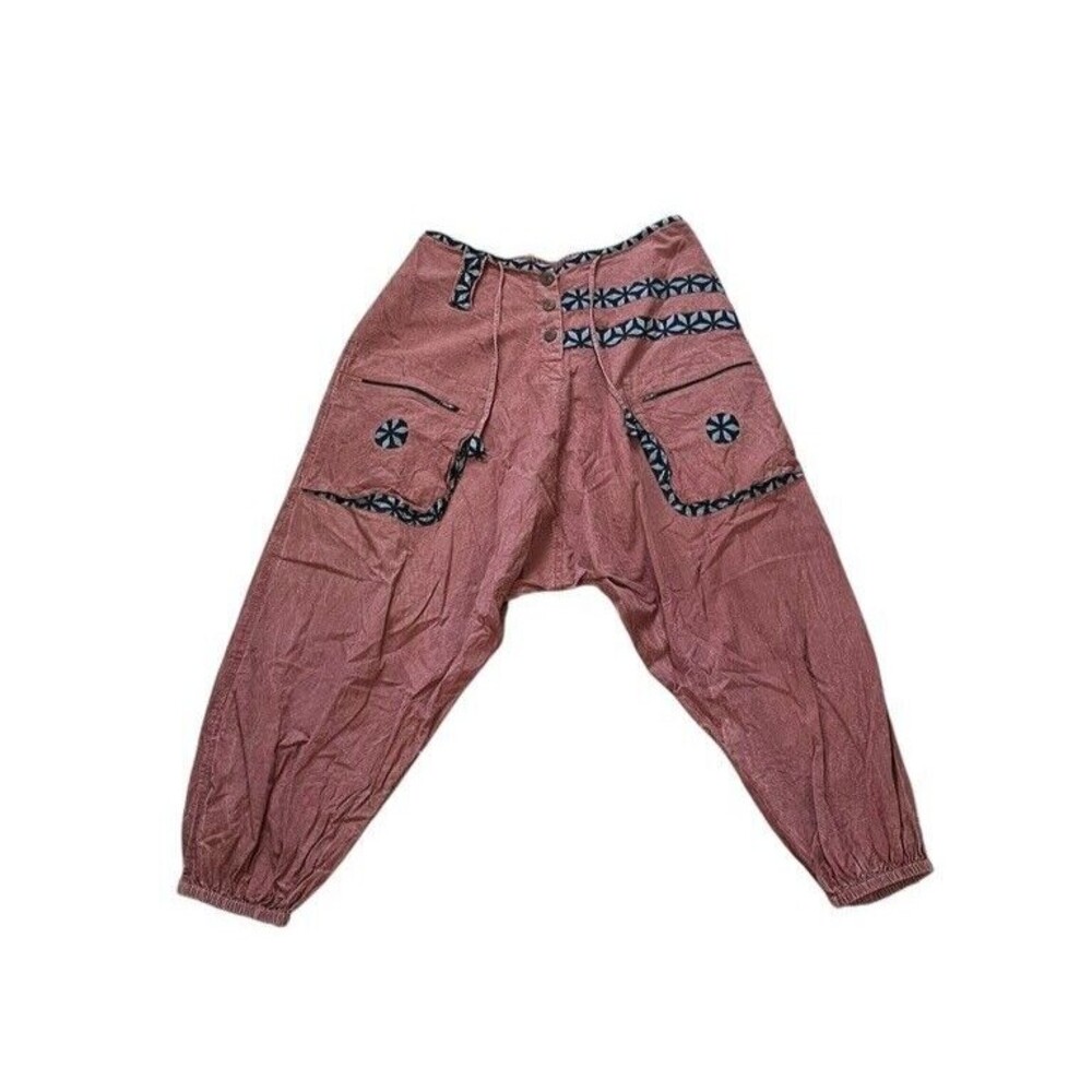 EARTHBOUND Dusty Rose Embroidered Ankle Crop Pants